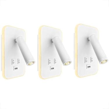 Imagem de 3 Arandela Spot Leitura Foco Móvel Led Interruptor USB Bet79 - Acende 