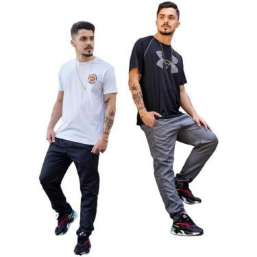 Imagem de 2 Calças Tactel Masculina Skinny Jogger Elastico Barra 416 - FR, 1 cin