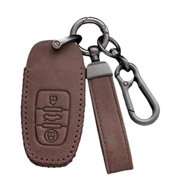 Imagem de Capa de couro genuíno para chave, compatível com audi a4l q8 q3 q2l a5 a8l a6l q5l q7 tt a3, acessórios de capa de carro(A- Brown)