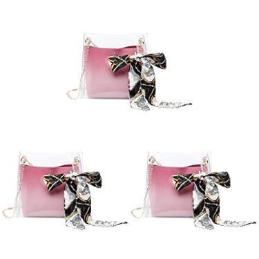 Imagem de Bolsa Transversal Transparente Sacola de Praia 3 Conjuntos Bolsa de Ombro Transparente Bolsa de PVC Transparente Cachecol Cachecol Cachecol Cadeia com Pequena Bolsa de PU para Telefone Feminino Bolsa