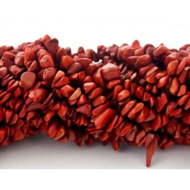 Imagem de Fio Jaspe Vermelho Cascalho Extra Furado a Laser 90cm - CristaisdeCurv