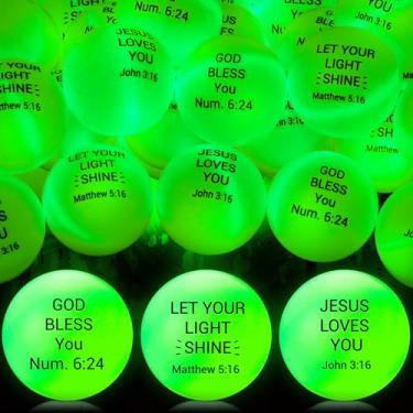 Imagem de Soulchen 24 bolas de tênis de mesa cristãs de plástico que brilham no escuro 1,57 bolas de versículo bíblico de Jesus da Páscoa a granel para festa de Páscoa, enchimento de saco de brindes, presente