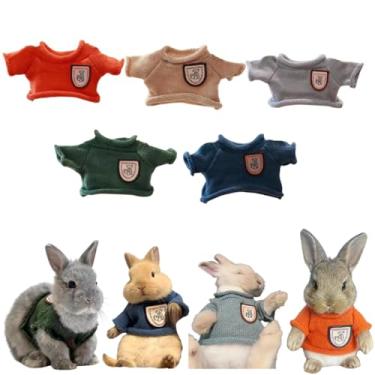 Imagem de 5 peças de lã de coelho de estimação clássico suéter de malha de cor sólida colete quente adequado para coelhos, furões, porquinhos-da-índia, chinchilas e outros animais de estimação pequenos (PP)