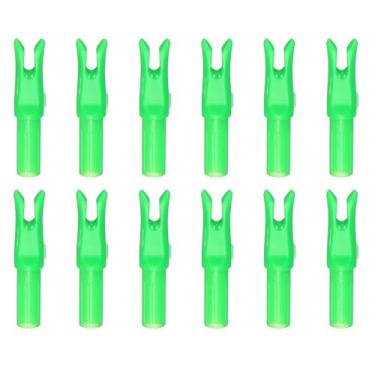 Imagem de YELARXI Nocks de flecha de tiro com arco, peças de substituição de flechas de plástico, acessório para (DIY Hunting Shooting/composto/arco recurvo) 6,2 mm/0,6 cm ID e 12 peças e plástico e verde