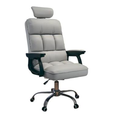 Imagem de Cadeira de escritório executiva cadeira de escritório PU couro cadeira de mesa para computador, altura ajustável, cadeira de jogos com rodas giratórias (cinza)