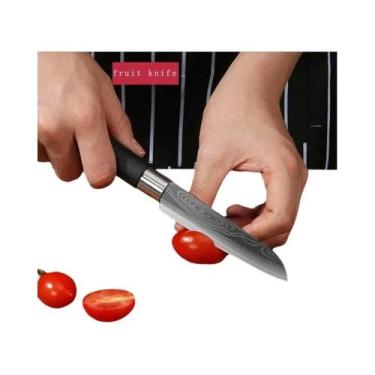 Imagem de Conjunto De Facas De Cozinha Em Aço Inoxidável Com Padrão Laser Damasc