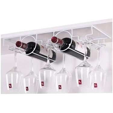 Imagem de Rack de vinho rack de copo de vinho suporte de copo de vinho armário de cabeça para baixo rack de decoração de garrafa de vinho suporte de garrafa de vinho tinto suporte de copo de vinho C 52 cm (cor
