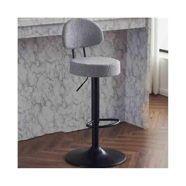 Imagem de Banqueta de cozinha, cadeira alta giratória, banco de bar frontal, banquinho redondo comercial, cadeira giratória moderna, banco alto, elevador, cadeiras de bar (cinza)