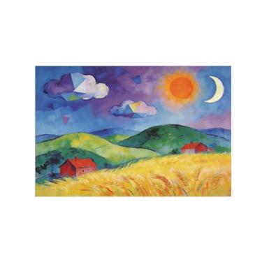 Imagem de BMZFYBS Impressão em tela de parede de paisagem - Campo de trigo, nuvens, decoração de casa-quadros para sala de estar 80 x 120 cm 31 x 47 pol. Sem moldura