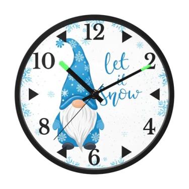 Imagem de STAYTOP Relógio de parede de LED de gnomo fofo de Natal para quarto com brilho noturno, relógios de parede silenciosos de 30 cm para decoração de sala de estar, controle de som, relógio de parede