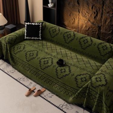 Imagem de Capa de sofá de chenille, capa lavável para sofá, antiderrapante, fácil de instalar, para animais de estimação e crianças, móveis de sala de estar - verde | 180 x 130 cm