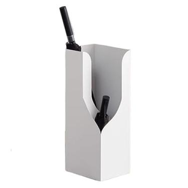 Imagem de Suporte de guarda-chuva interno de camada dupla para entrada, cesto de balde para decoração de escritório em casa, para bengalas longas e dobradas, economiza espaço (branco)