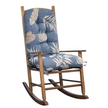 Imagem de TESICA Almofadas de substituição para cadeiras de balanço adornadas para ambientes internos e externos para pátio, casa, jardim, escritório, azul, cinza