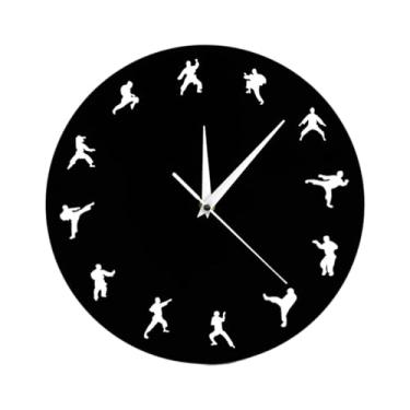 Imagem de Generic Relógio de parede Kung Fu, decoração de parede, relógio de parede redondo decorativo e silencioso para sala de estar, cozinha, quarto e