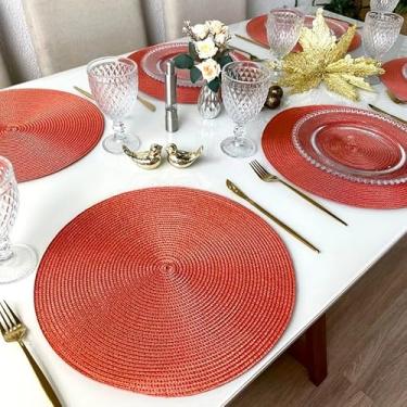 Imagem de KIT 4/KIT 6 Jogo Sousplat Americano Redondo Plástico flexível(KIT 4 VERMELHO)