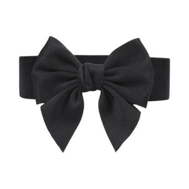 Imagem de Cinto Elástico Feminino Com Laço Grande, Faixa Larga E Elegante Para V