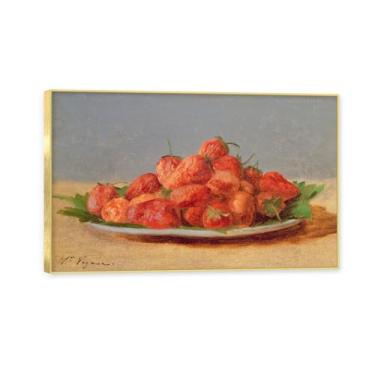 Imagem de Moldura dourada. Arte vintage emoldurada de frutas mortas, pintura clássica de cozinha country, decoração de parede de casa de fazenda quente para sala de jantar e cozinha. C53. 70 x 112 cm - 27,6 x