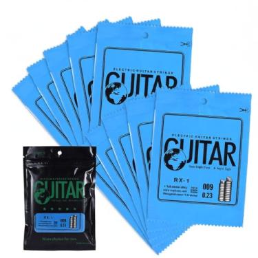 Imagem de RX-1 10-Pack Corda de Eletric Guitar 1ª E Reposição Liga Níquel com Núcleo Aço Alto Carbono Tensão Super Leve Sensação Confortável Brilho Totalmente Brilhante Durabilidade Anticorrosivo Ressonância Ex