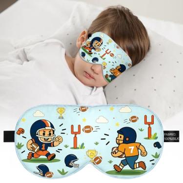 Imagem de Máscara de dormir infantil – Máscara para os olhos 100% seda amoreira com alça ajustável, máscara de dormir macia com bloqueio de luz para crianças, linda capa de olho impressa para meninos e meninas