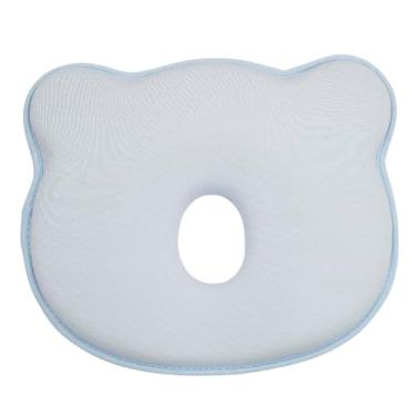 Imagem de Travesseiro Anatômico Dryz Bebê Urso | Antissufocante | Cabeça Chata | Espuma Nasa 0m+ (Azul)