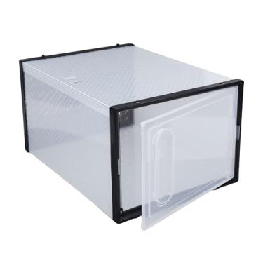 Imagem de Luocute Grande Caixa de Armazenamento de Sapatos Transparente, Organizador Empilhável Transparente Com Porta Magnética que Economiza Espaço para Sapatos de Plástico para Armário Sob a