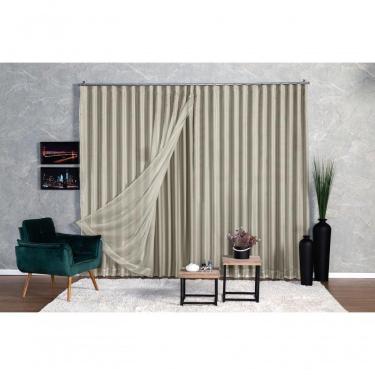Imagem de Cortina Microfibra Com Voil 2,80x2,30 Para Trilho Suíço palha