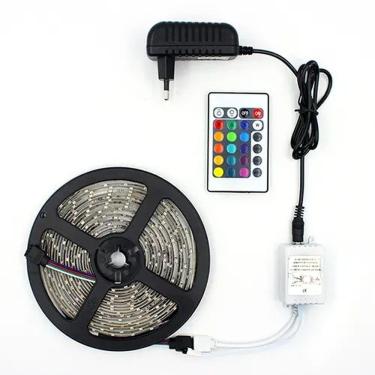 Imagem de Fita Led Rgb 5050 Rolo 5M Com Fonte 12V 5A E Controle Remoto