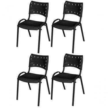 Imagem de Cadeira Iso Base Preto Igreja, Escola, Escritório - Preto - Kit 4 Peças