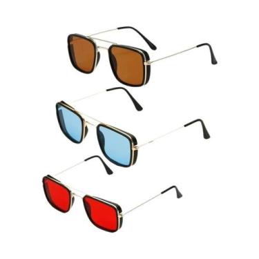 Imagem de Óculos De Sol Pequenos Com Armação Metálica Quadrada, Proteção UV, Est