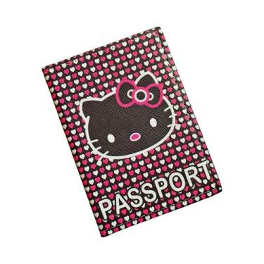 Imagem de Capa De Passaporte Em Couro PU Rosa Hello Kitty, Porta-Cartões Sanrio,