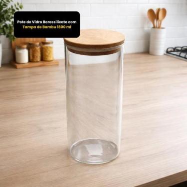 Imagem de Pote de Vidro com Tampa de Bambu 1800 ml Borossilicato Resistente Arma