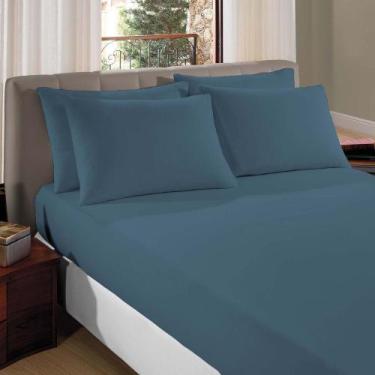 Imagem de Lençol Casal Padrão Liverpool com Elástico Avulso 1 Peça Tecido Malha 