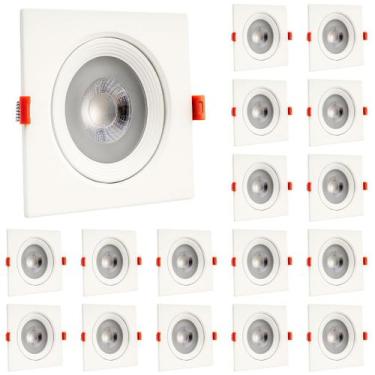 Imagem de Kit 20 Spot Led Quadrado Branco Frio 6500K 12W Bivolt - Design Moderno