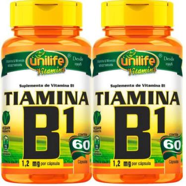 Imagem de Kit C/ 2 Un Vitamina B1 Tiamina 500mg 120 Caps Vegan Unilife, Sem Sabo