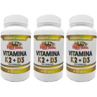 Imagem de 7 Vitamina K2 Mk7 65mcg + Vitamina D3 Colecalciferol 5mcg - Rei terra,
