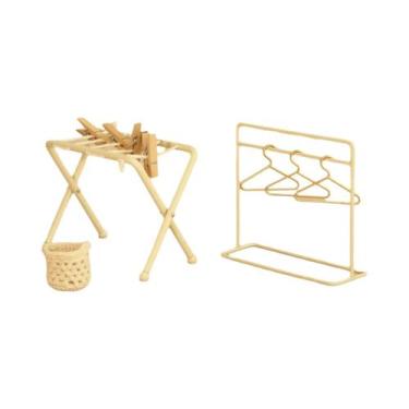 Imagem de Conjunto De Móveis Em Miniatura Escala 1:12: Varal Com Cesto De Roupa 