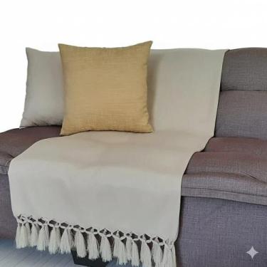 Imagem de Manta Sofa Sala Quarto Bege Jacquard Mesclado 1,80X0,90 - Nosso Lar De