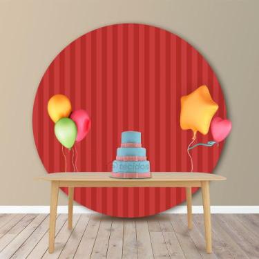 Imagem de Painel Redondo em Jacquard Vermelho Listrado - Jacquard Tradicional, 2