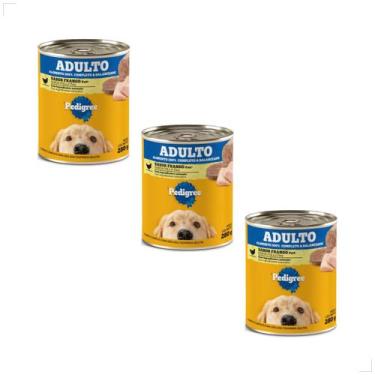 Imagem de Kit 3 Ração Sache Úmida Lata Pedigree Cães 280g Patê Sabores Sabor:Car