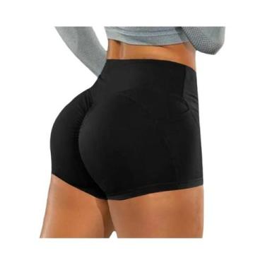Imagem de Shorts De Fitness Sem Costura De Cintura Alta Com Efeito Levanta Bumbu