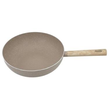Imagem de Frigideira Wok Antiaderente Marble Indução Ø28cm Cabo de Madeira - BIG