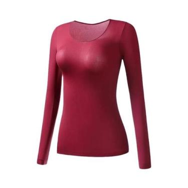 Imagem de Camiseta Térmica Feminina De Manga Longa Fina Para Outono Inverno L-XL