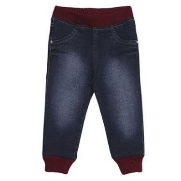 Imagem de Calça Infantil Look Jeans Jogger Moletom Jeans - 1P - UNICA-Feminino