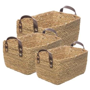 Imagem de 3 Cestos Organizadores Retangulares Wolff de Fibra Natural