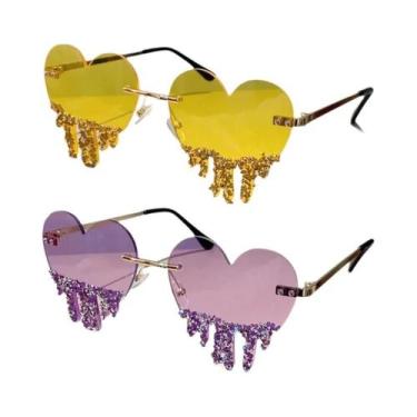 Imagem de Óculos De Sol Femininos Em Formato De Coração Com Strass Sem Aro, Ócul