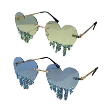 Imagem de Óculos De Sol Femininos Em Formato De Coração Com Strass Sem Aro, Ócul