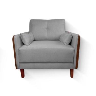 Imagem de Poltrona Texas Com Capa Couro - Luxo Decor - Nobly Decor, Cinza/Couro