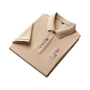 Imagem de Camisa polo masculina bordada casual moda manga curta verão top confor