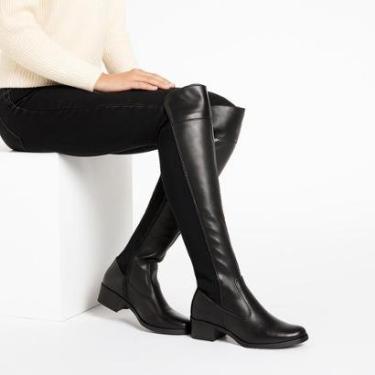 Imagem de Bota Feminina Cano Alto Over Knee Confortável Casual Preta-Feminino