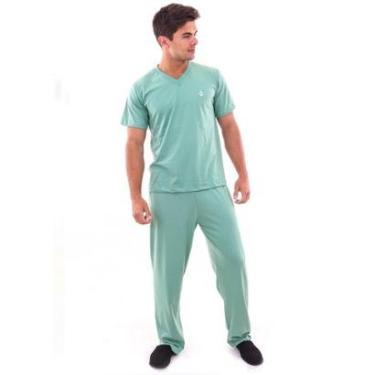 Imagem de Pijama Algodão Frio Comprido Outono Inverno Masculino Adulto Mechler-Masculino